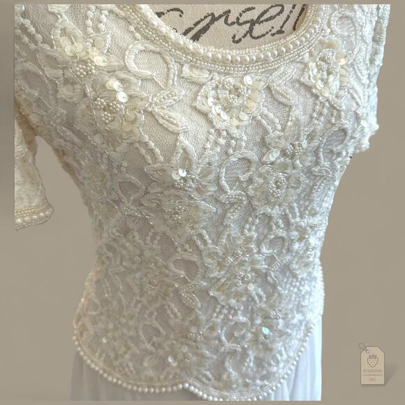 Vintage Brilliante by J.A. Ivory Beaded Sequin Formal Dress P/S - Picture 3 of 10
